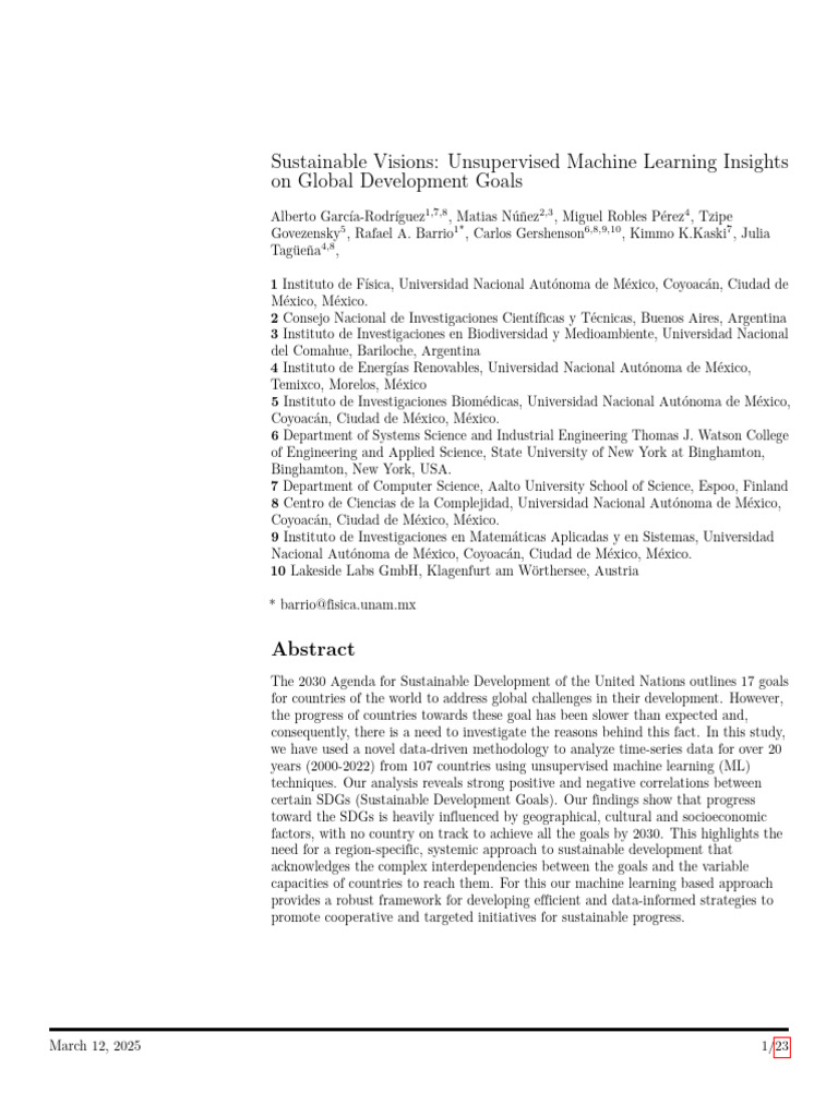 Sustainable Visions Unsupervised Machine Learning Insights | PDF ...