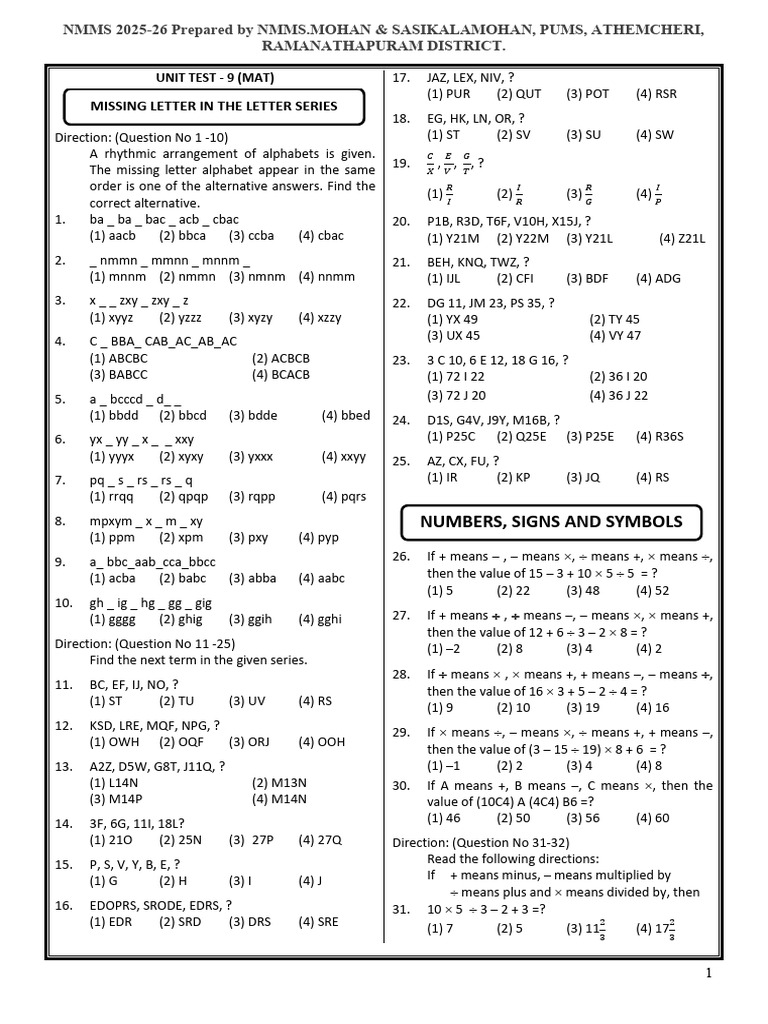 Unit Test 9 Mat 25-26 em | PDF | Chess Openings | Chess Theory