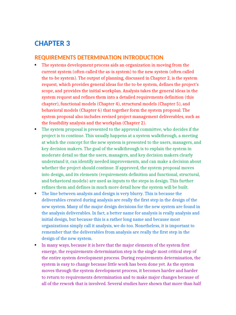 Chapter3 Requirements Determination Notes | PDF | Software Engineering ...