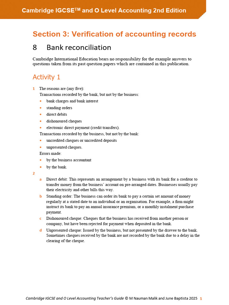 Answers For Chapter 8 (Student Book) - IGCSE and O Level Accounting 2nd ...