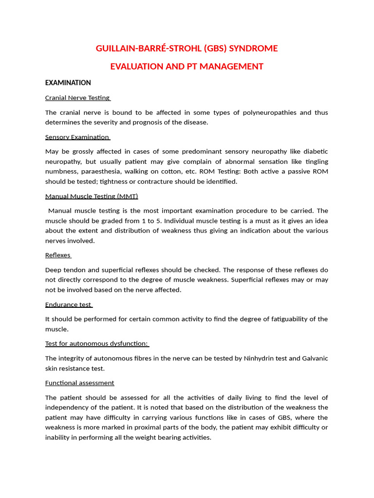 GBS-Evaluation and Management | PDF | Medical Specialties | Human ...