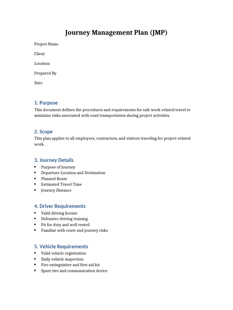 Journey Management Plan Template | PDF