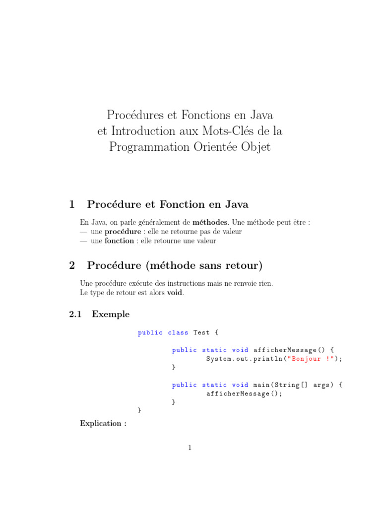 Cours Proced U I Ref On Ction | PDF | Java (Langage de programmation ...