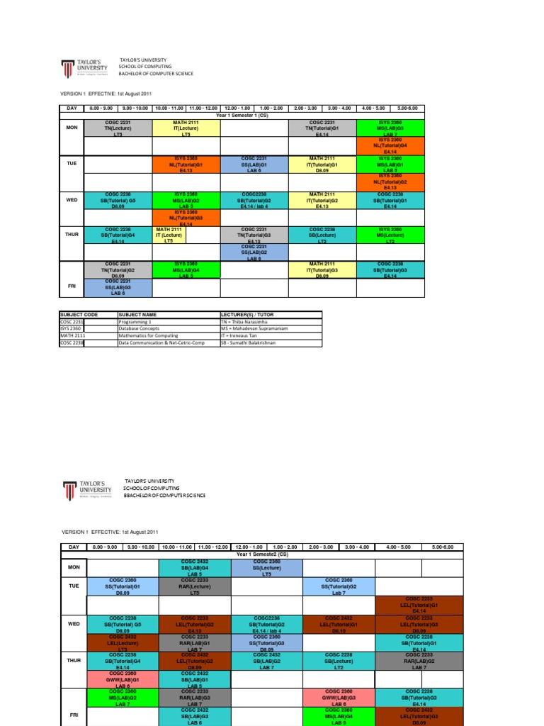 RMIT Timetable - July 201 - Student - CS & IT | PDF | Tutorial ...
