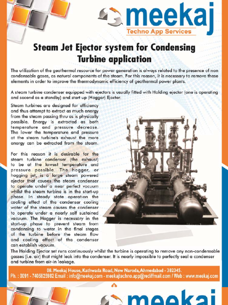 Steam Jet Air Ejector Vacuum System Sjae For Condensing Turbine Appl | PDF