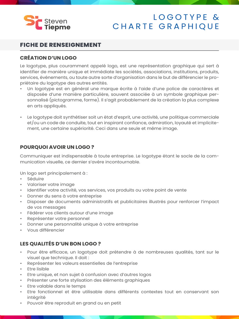 ST Fiche de Renseignement Logo Charte Graphique | PDF | Logos | Graphisme