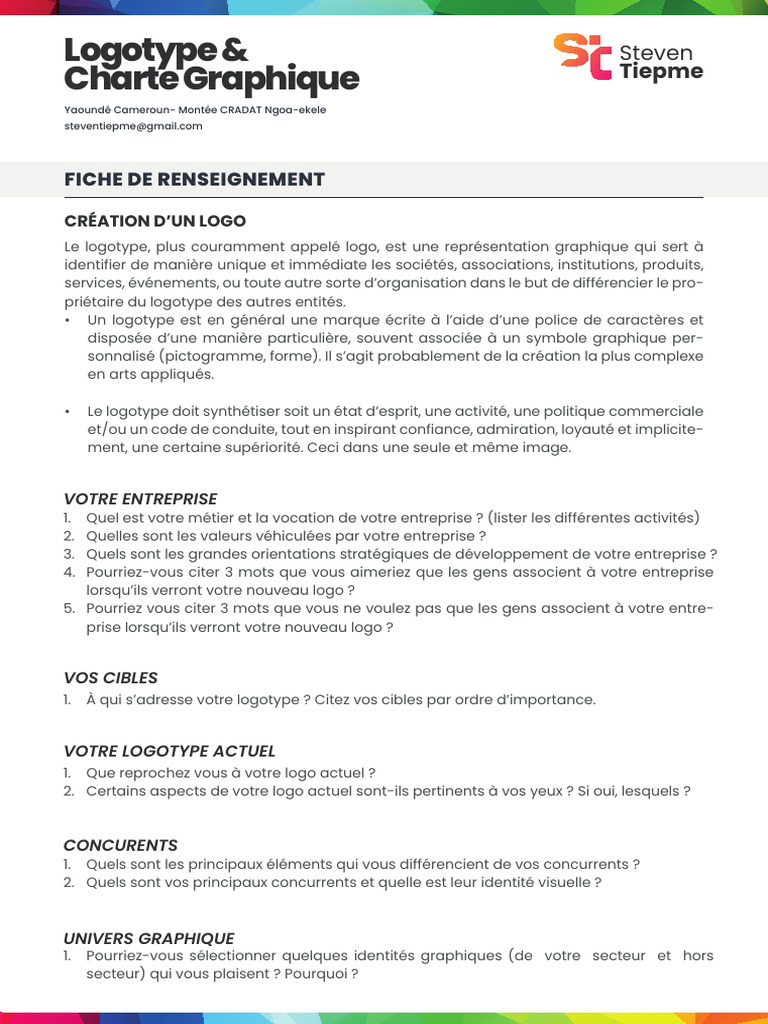 ST Fiche de Renseignement Logo Charte Graphique-1 | PDF | Logos ...