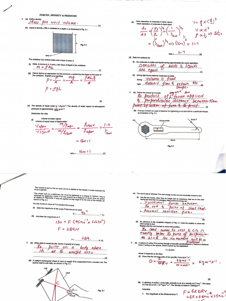 Force Density & Pressure Solved | PDF | Nut (Hardware) | Pressure