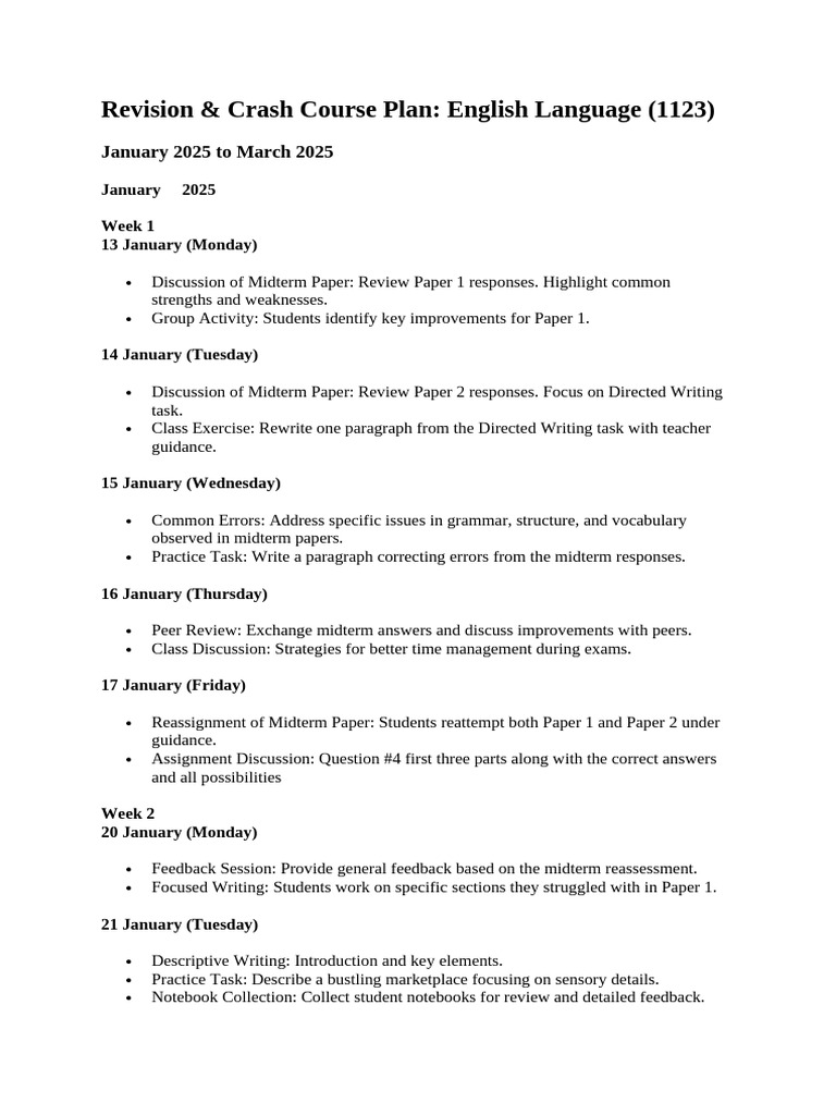 English Language 1123 Revision Crash Plan | PDF | Peer Review | Human ...
