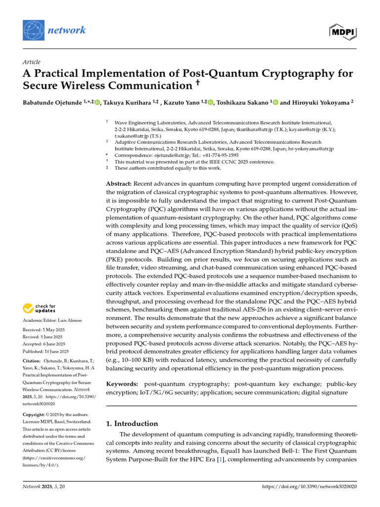 Network 05 00020 v2 | PDF | Encryption | Key (Cryptography)