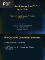 Optimizations For The CSE Machine: Programming Language Principles