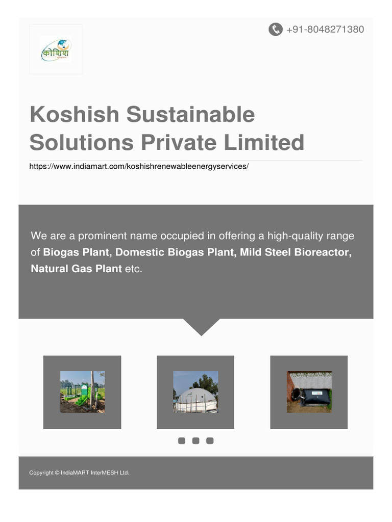 Koshish Sustainable Solutions Private Limited | PDF | Biogas ...