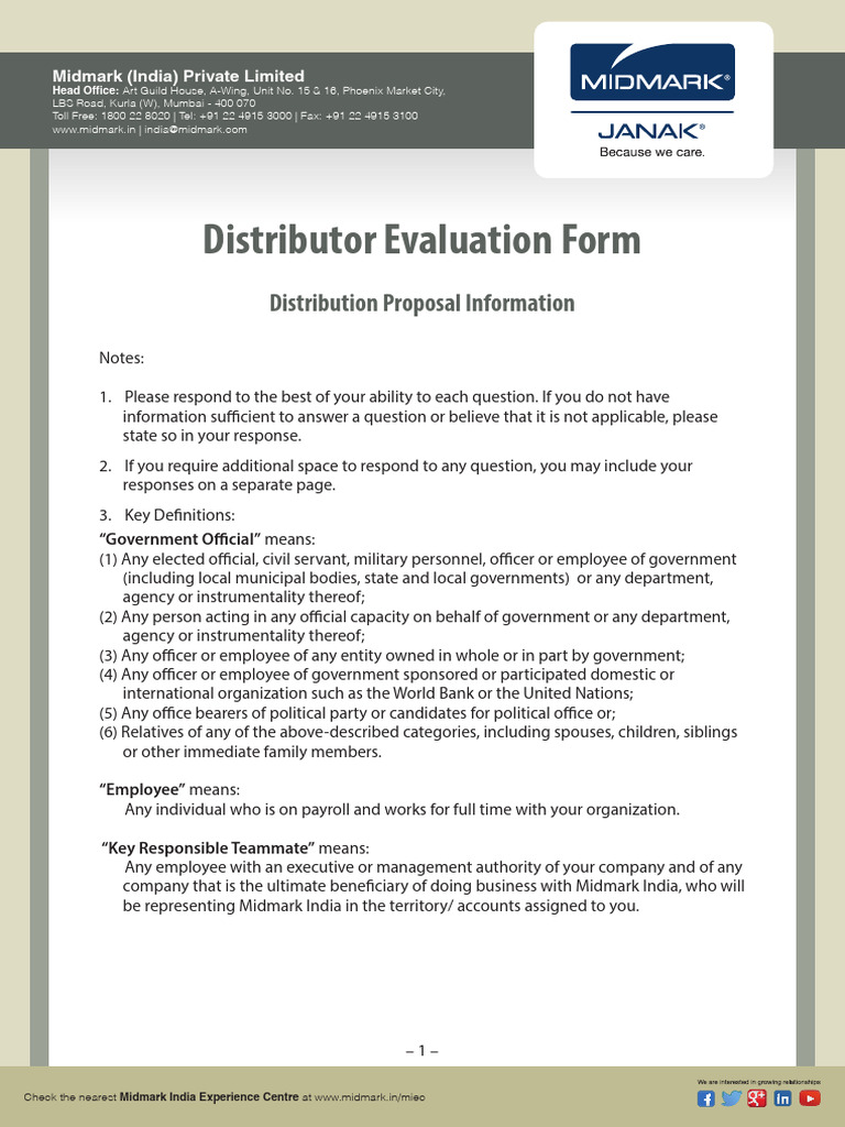 Filled Distributor Evaluation Form | PDF