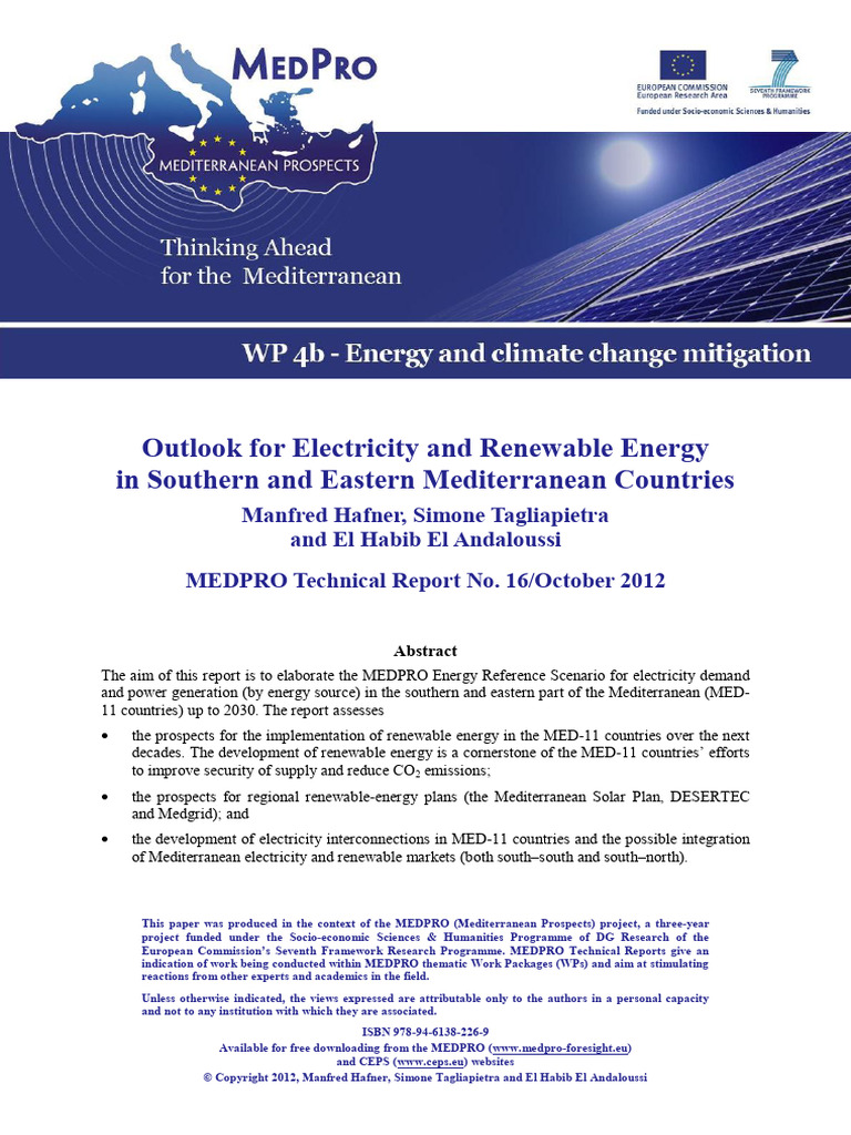 Outlook For Electricity and Renewable Energy in Southern and Eastern ...