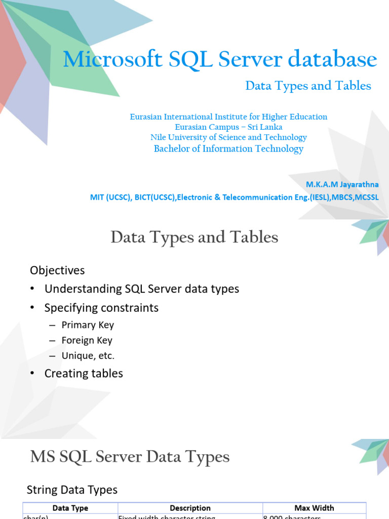 Day - 4 - Data Types and Tables | PDF | Relational Model | String ...