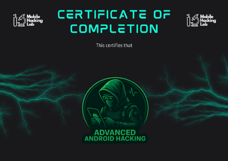 Certificate Advanced Android Hacking Course 690c827d97e6d91f060e4d68 | PDF