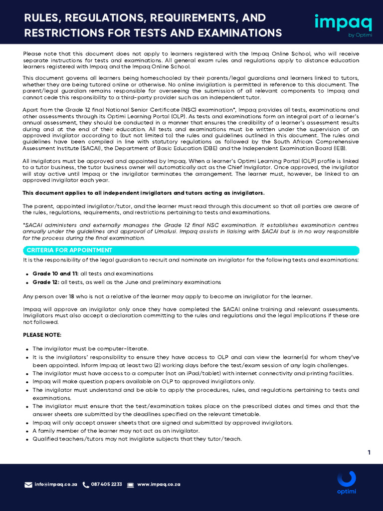 Test and Exam Rules and Regulations 2026 | PDF