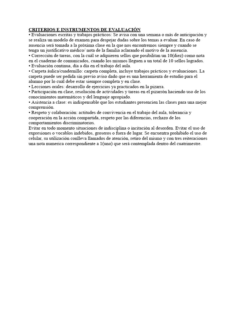 Criterios e Instrumentos de Evaluaci-N | PDF