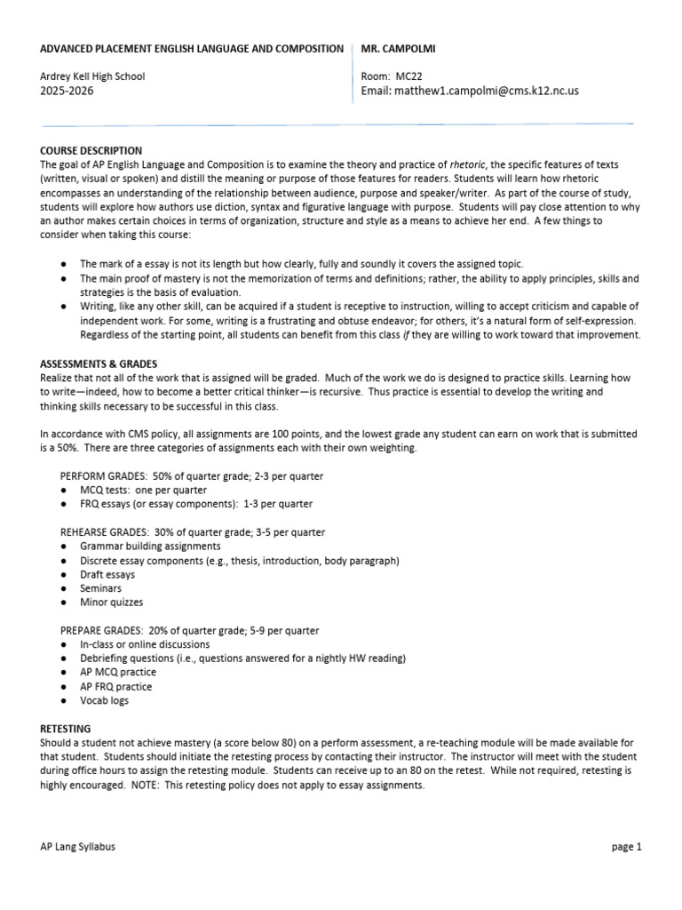 Camp Lang Syllabus (2025-2026) | PDF | Plagiarism | Rhetoric
