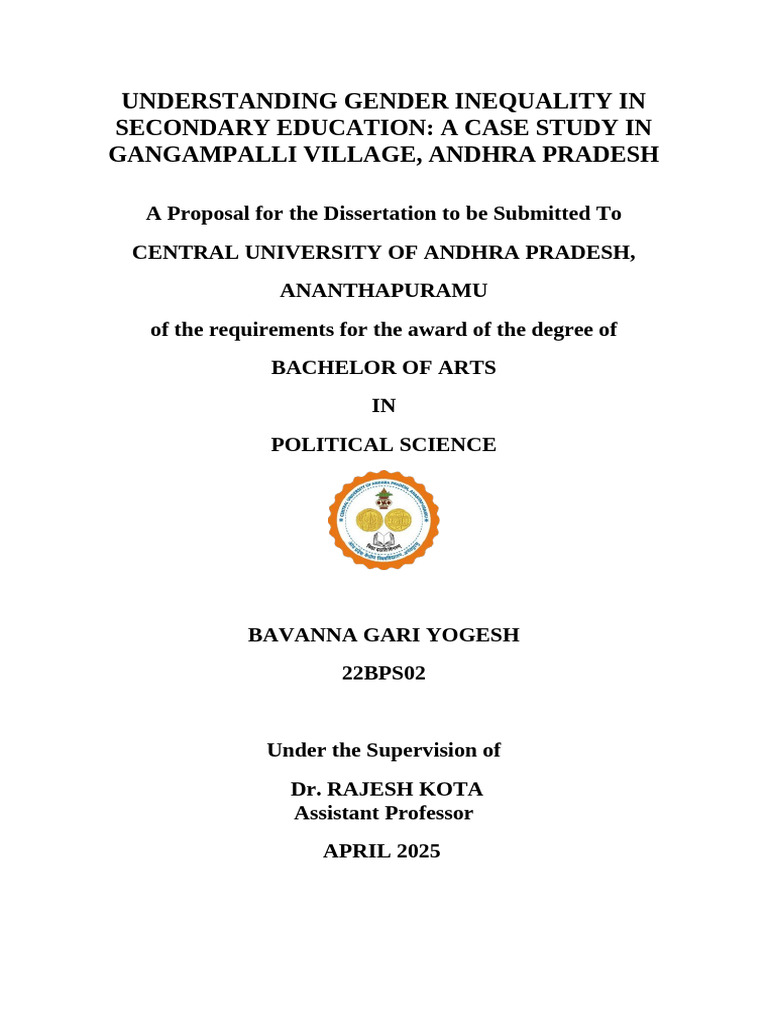 Understand Gender Inequality in Secondary School Education A Case Study ...