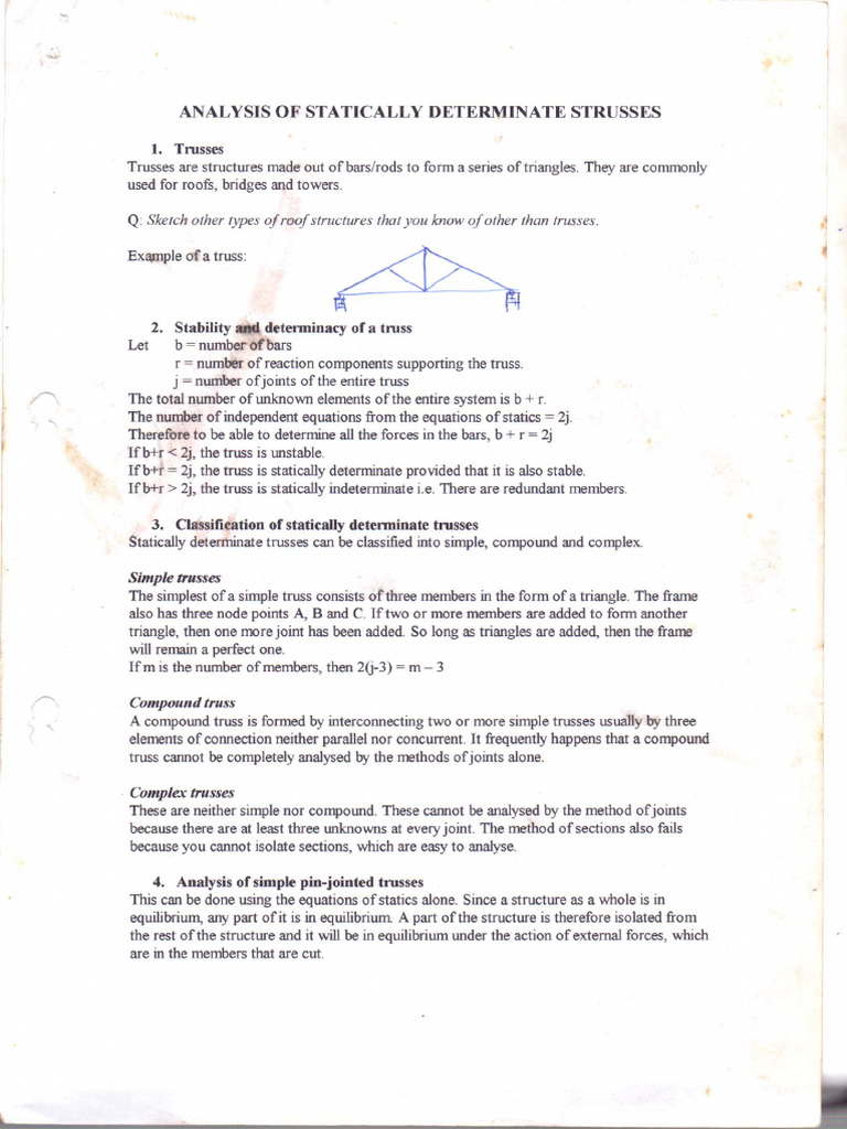 Statically Determinate Trusses 1 | PDF