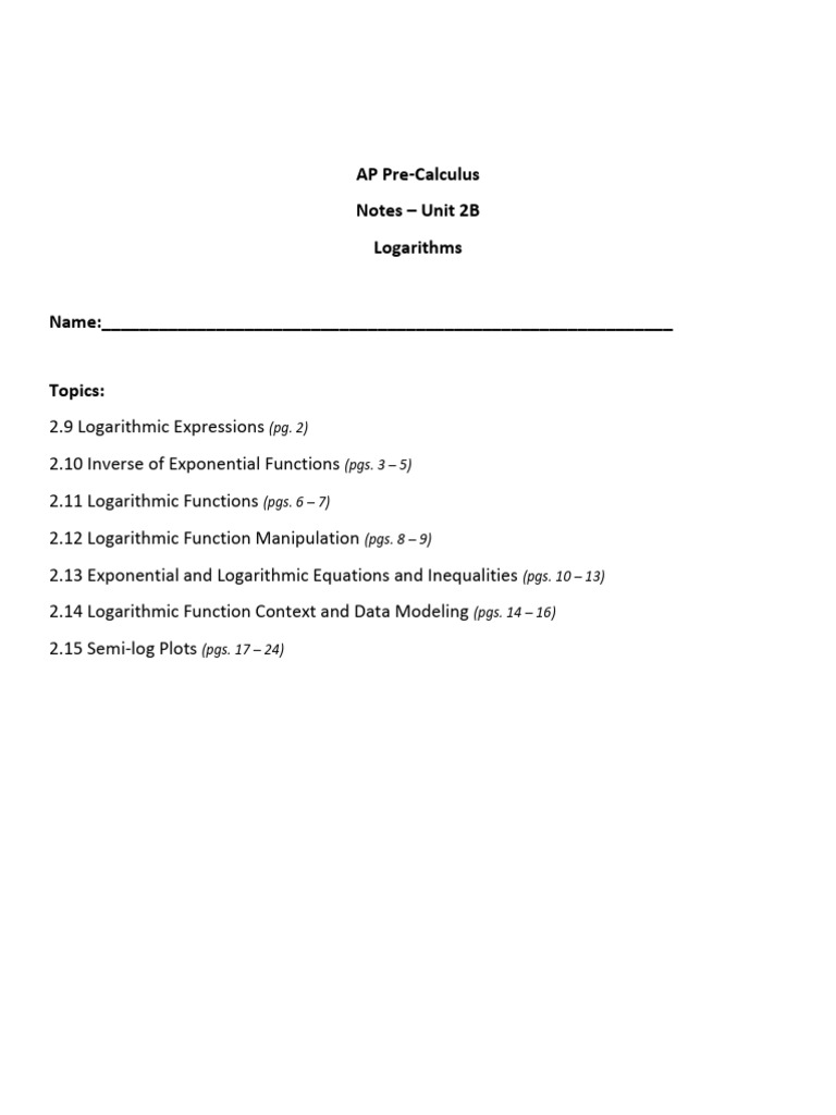 00 - Notes - 2B Logarithms | PDF | Logarithm | Function (Mathematics)