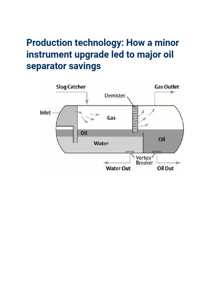 How A Minor Instrument Upgrade Led To Major Oil Separator Savings | PDF ...