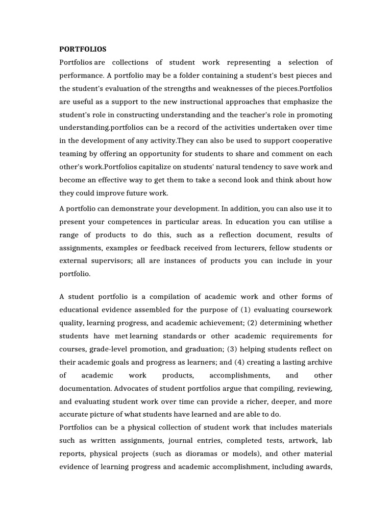 PORTFOLIO, E-Portfolio | PDF | Cognition | Learning
