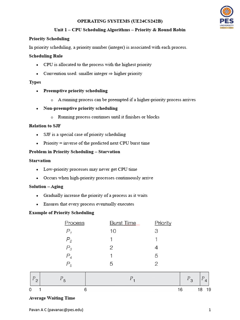 CPU Scheduling Algorithms - Priority & Round Robin | PDF | Scheduling ...