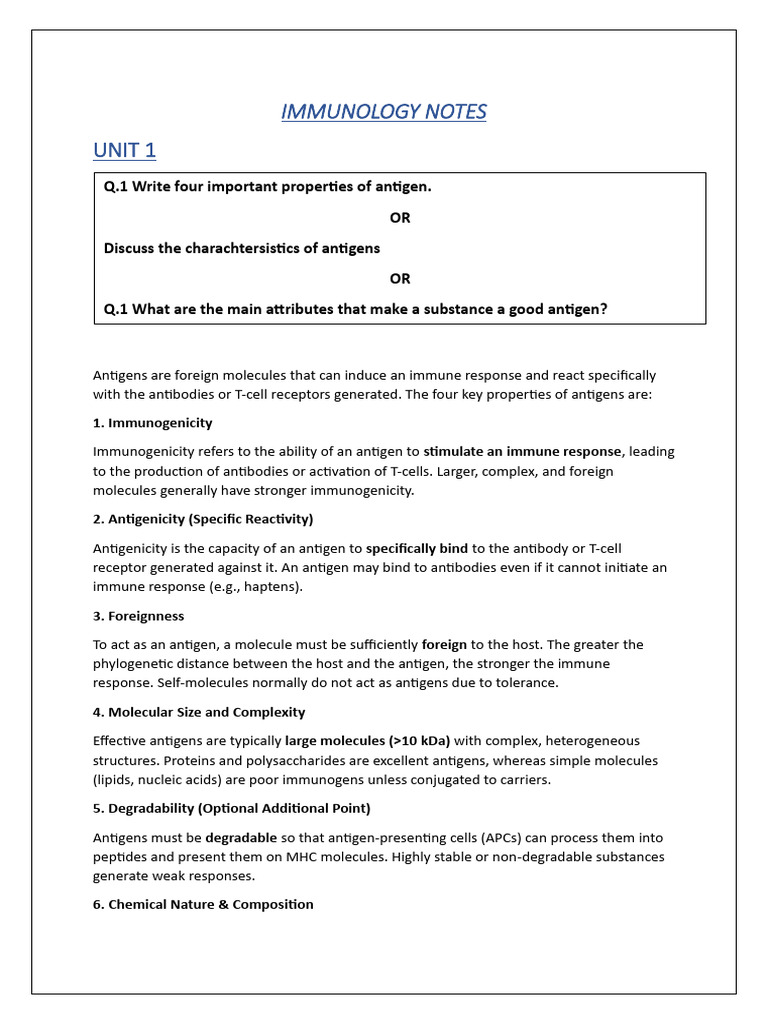 Immunology Notes | PDF | Antibody | Antigen