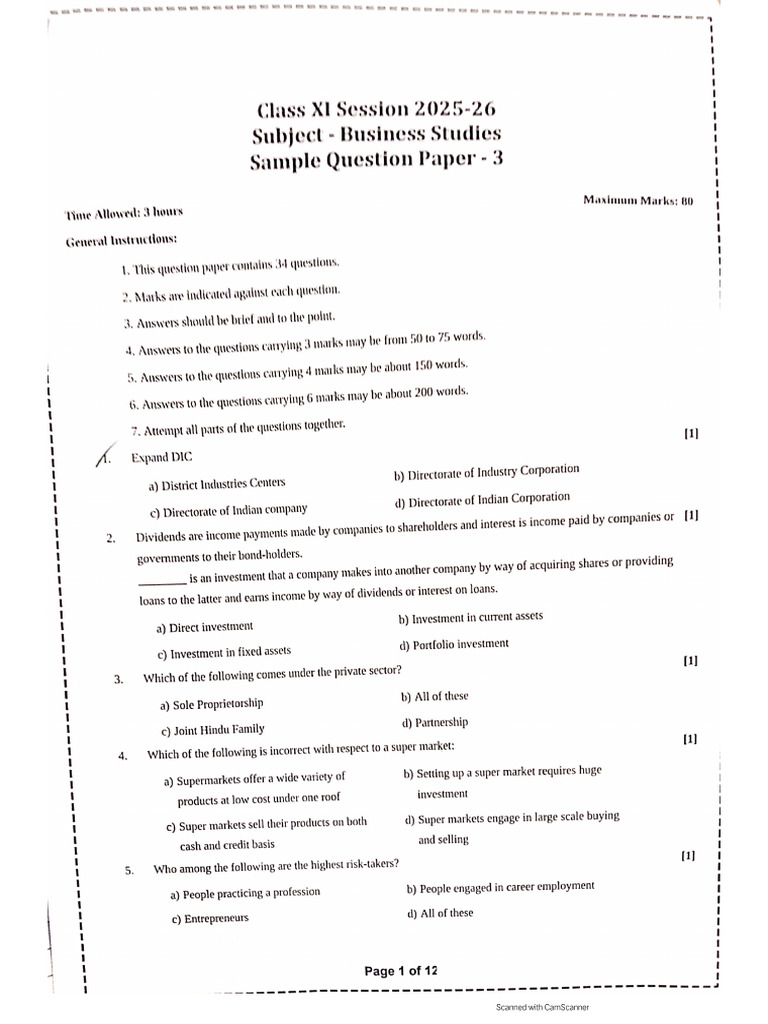 BST Sample Paper | PDF