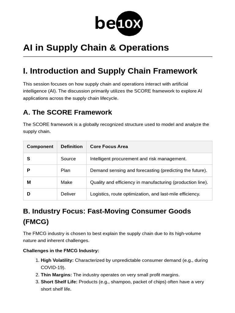 AI in Supply Chain & Operations Notes v3 | PDF