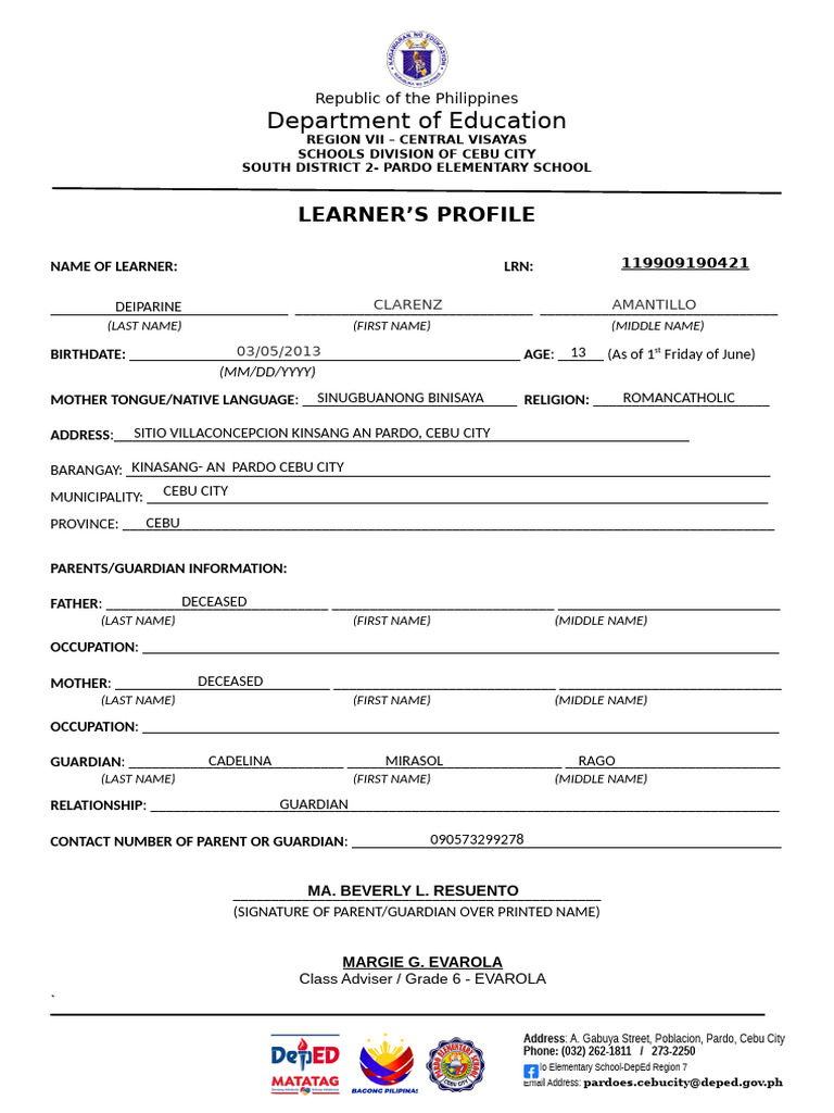 Learners Profile. Final Clarenz | PDF