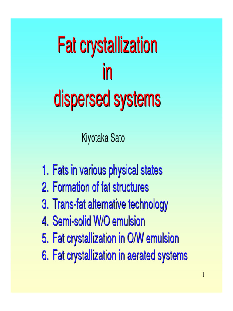 Fat Crystallization in Dispersed Systems - SATO | PDF | Crystallization ...