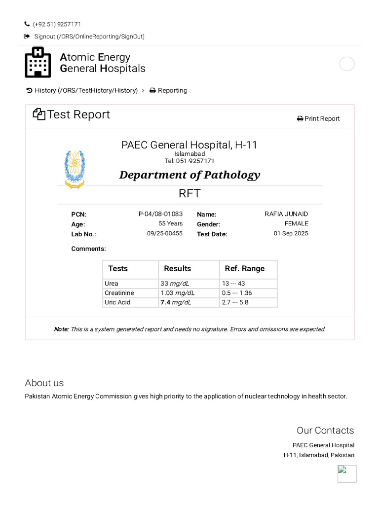 Rft-Report - Paec Chs | PDF