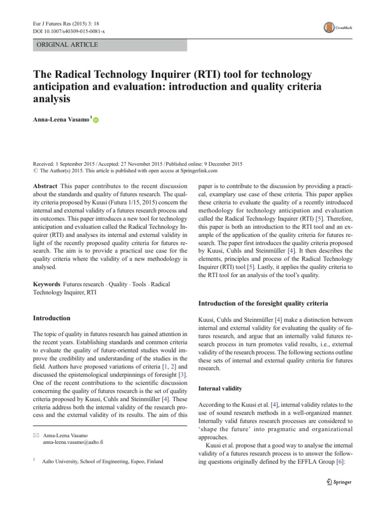 Vasamo 2015 The Radical Technology Inquirer RTI Tool For Technology ...