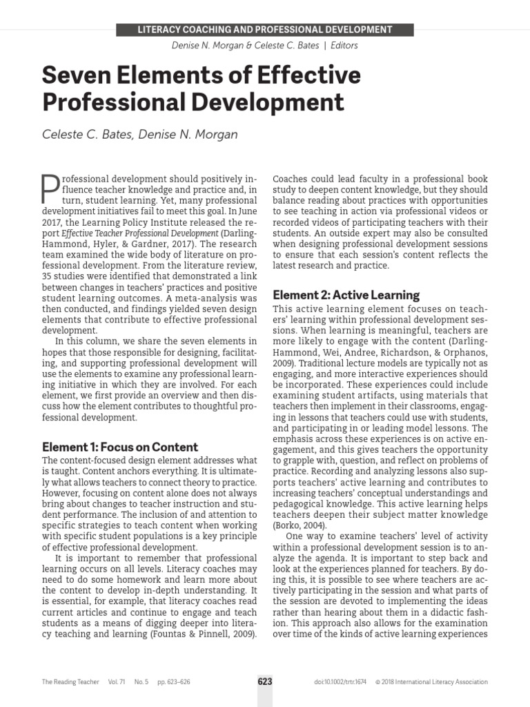 Seven Elements of Effective Professional | PDF | Teachers | Learning