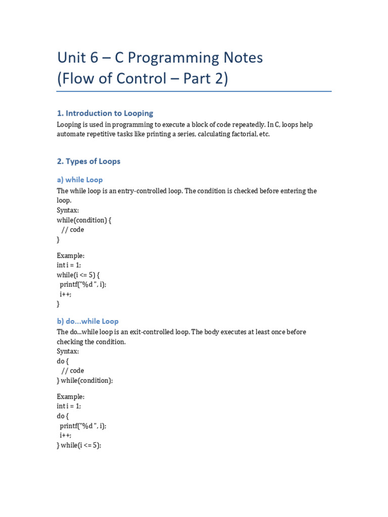 Unit6 C Programming Notes | PDF