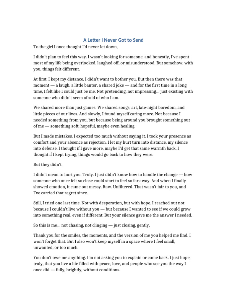 Letter I Never Sent | PDF