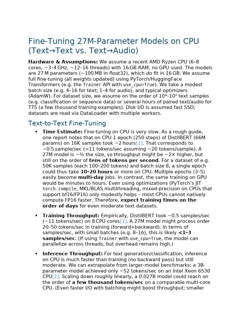 Fine-Tuning 27M-Parameter Models On CPU (Text Text vs. Text Audio ...