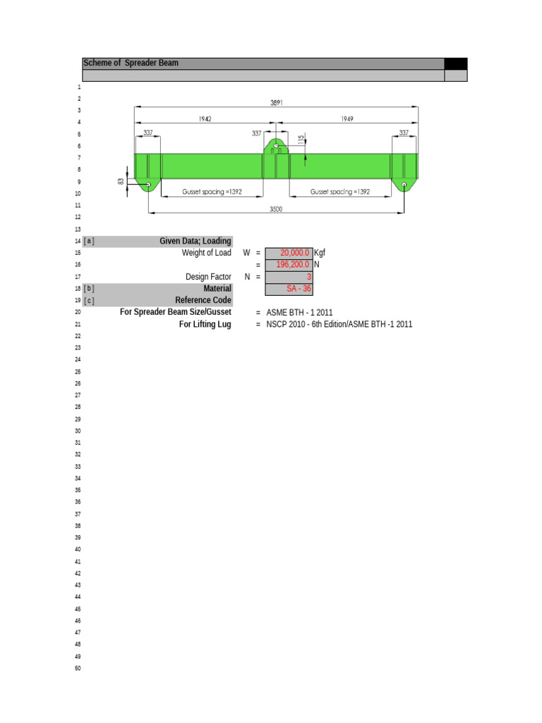 Design of Spreader Beam - (EXCEL) | PDF | Strength Of Materials