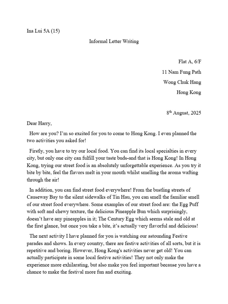 Informal Letter Writing | PDF
