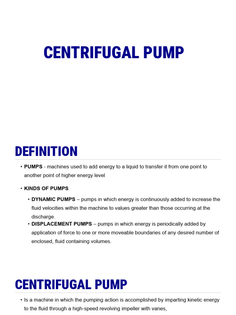 FM L4 Presentation Centrifugal | PDF | Pump | Continuum Mechanics
