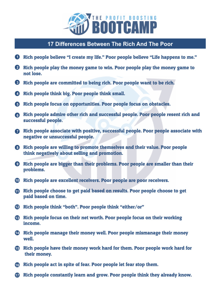 17 Differences Between The Rich and The Poor PDF | PDF