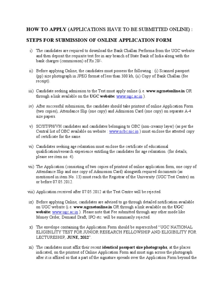 How To Apply (Applications Have To Be Submitted Online) Steps For