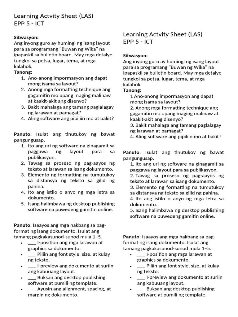 Learning Actvity Sheet | PDF