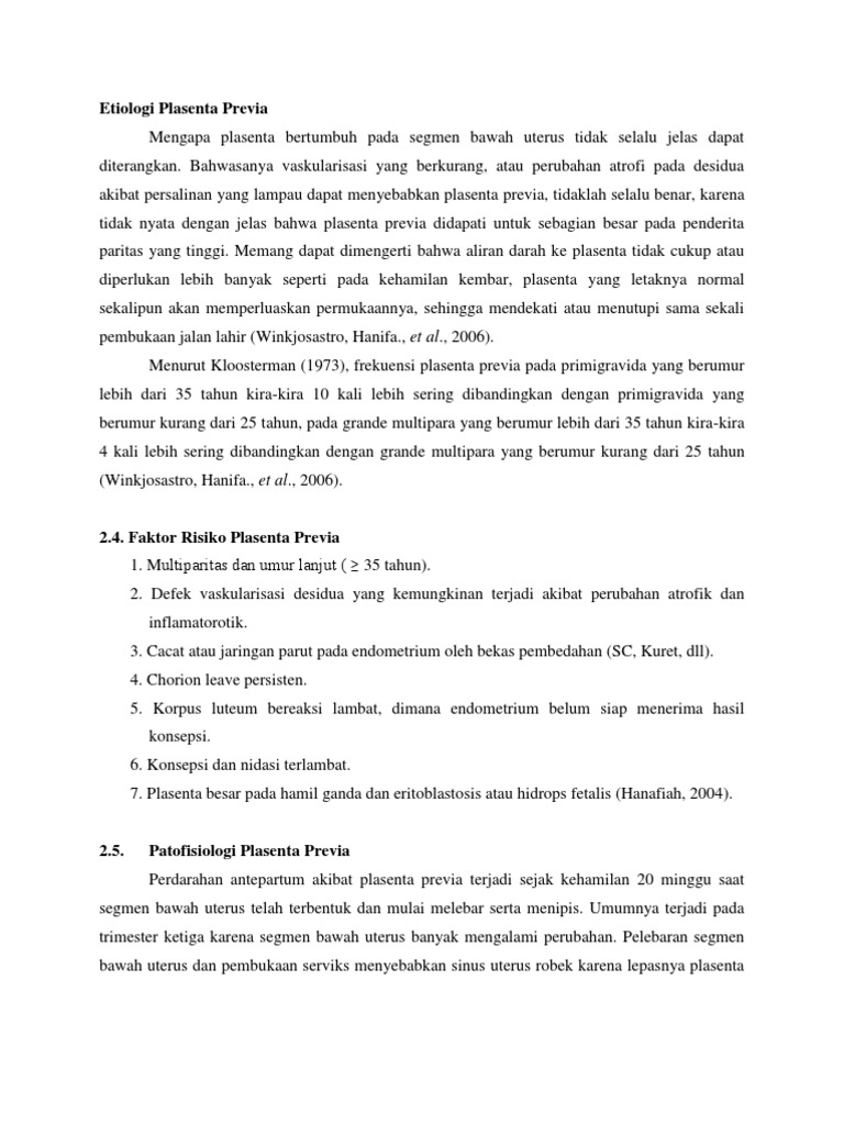 Etiologi Plasenta Previa
