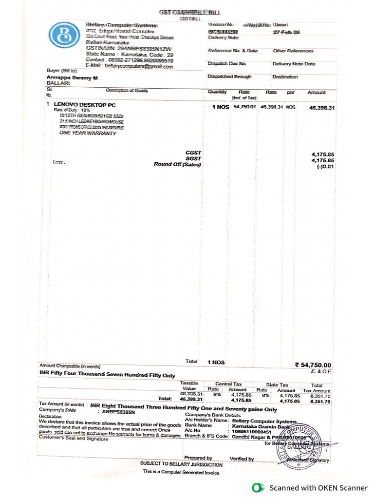 PC Bill | PDF
