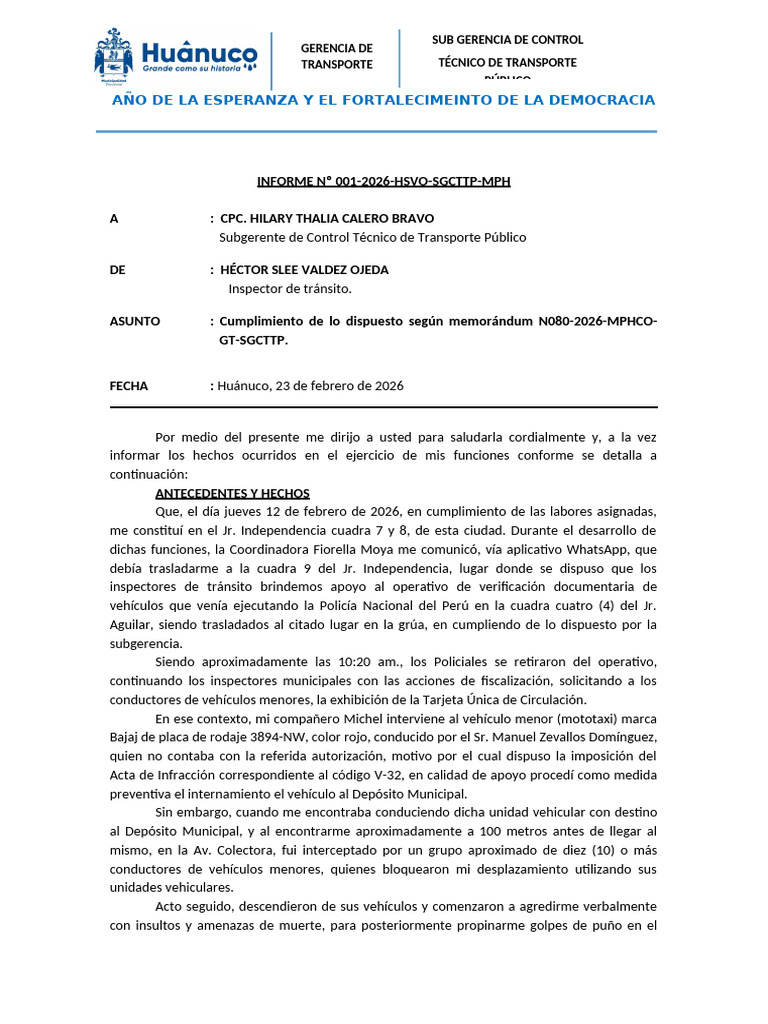 Informe Hector Rectificado | PDF