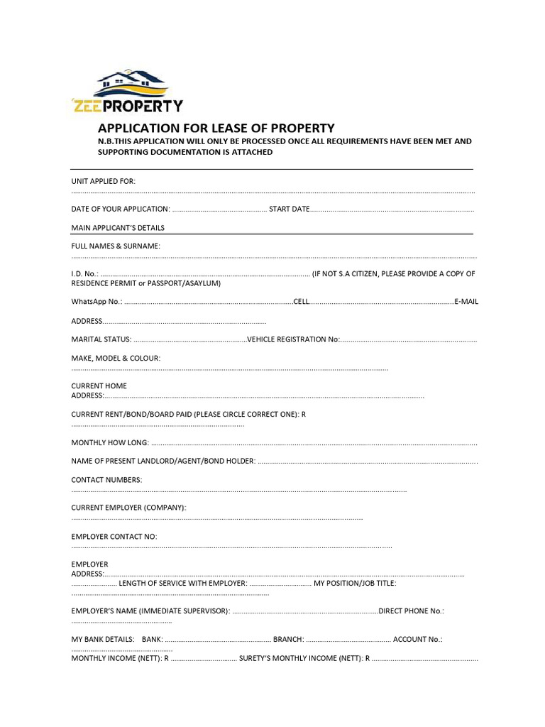 Application For Lease of Property | PDF